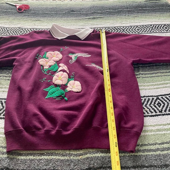 Vintage 90s hummingbird sweatshirt with collar - Picture 7 of 7